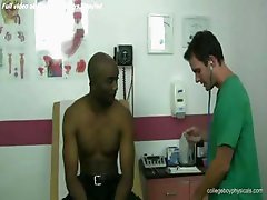 Sweet doctor guy examines patient Jackson