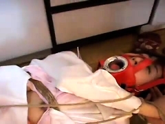 Kinky Japanese fetishist gets tied up and drilled rough