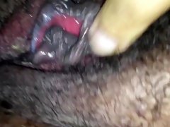 Hairy pussy masturbating