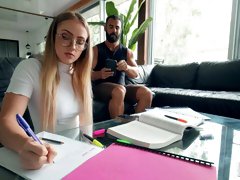 Playful model Scarlet Chase allows her friend to fuck her mouth