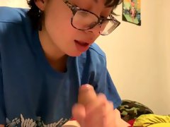 Cute girlfriend gives blowjob POV