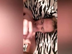 Cute skinny teen with small ass tries to self fuck himself and shoots cum on his face (self facial)