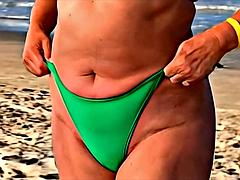 Granny Tia Luhs Sensual Beach Nude Showing Hairy Allure