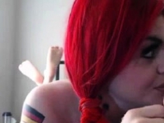 Orniest Amateur Mature Redhead swallows cum on Webcam