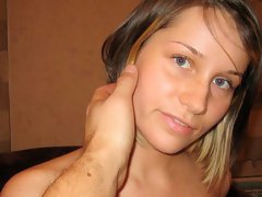 Good slender teen Irina Bruni stimulates her tight pussy