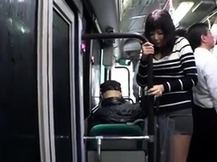 Striking Japanese girl fucked and facialized in public