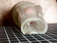 Jerking with a Clear Fleshlight Sleeve - Cumshot Got Cut Off at the End :(