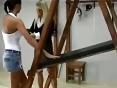 Lovely teen girls whipped while bound by masters BDSM porn