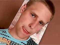 Blonde teen fucks ass toy with his hard dick
